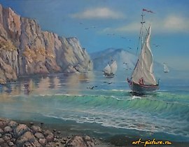 "Bay of Seagulls" canvas, oil paint