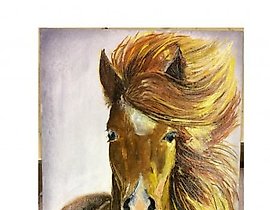 The translation of "Конь Масло холст" into English is "Horse Oil Canvas."