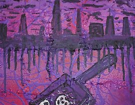 "Soviet death acrylic, enamel, hardboard, metal"