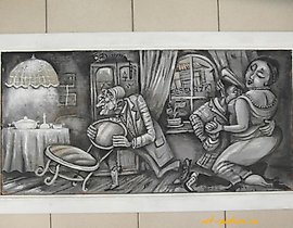 "Эпизод. 12 стульев" холст, акрил, масло 