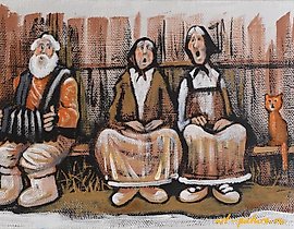 "On the bench" canvas, acrylic, oil