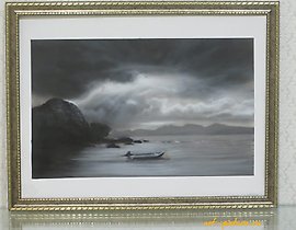 The text translates to "Northern seaside airbrushing, paper" in English.