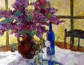 在大窗户旁边的画布，油画。