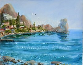 "Two seagulls, canvas, oil"