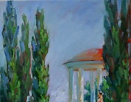 沿海堤漫步 布面油画