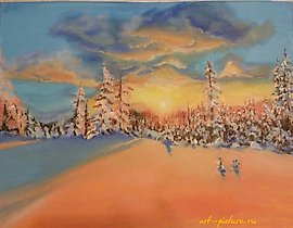 "Orange snow canvas oil"