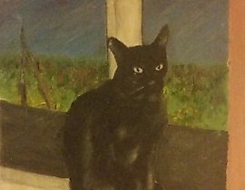 Кот на окне холст масло 