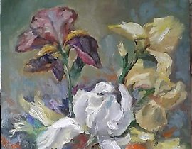 鸢尾花 布面油画