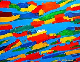 "Landscape with water, acrylic, canvas on cardboard"