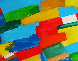 The translation of the text into English is: "Coastal stripe acrylic, canvas on cardboard."