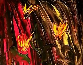 "Yellow-red mood oil, canvas"