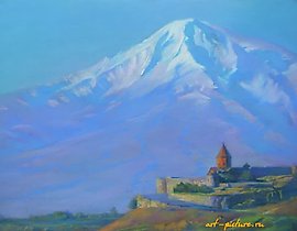 «霍尔维拉普修道院俯瞰亚拉拉特山» 彩色粉笔画，纸。