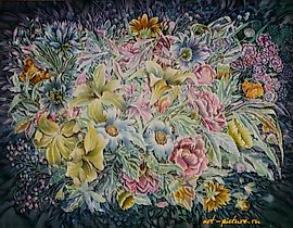 "Summer bouquet Silk-cold batik"