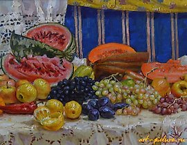 秋季静物画 布面油画