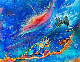 The Battle of Yavin, acrylic, canvas