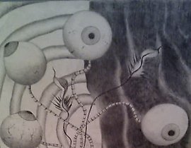 眼睛 纸 张，铅笔