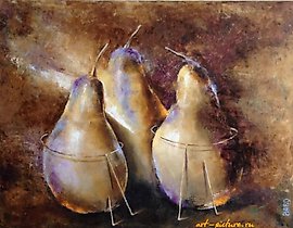"Three large pears canvas/oil"