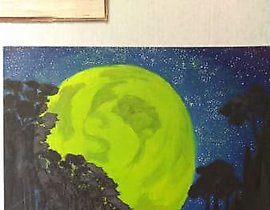 "Yellow Planet Canvas, acrylic, enamel"