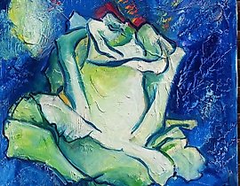 白玫瑰 油画，画布