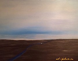 The translation of the text "Переправа Холст, масло, лак." into English is "Crossing by Holst, oil, varnish."