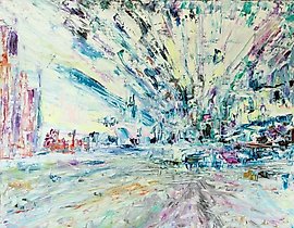 城市的节奏 油画 布面 板材