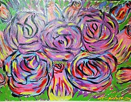 紫色玫瑰 - 丙烯在纤维板上 -