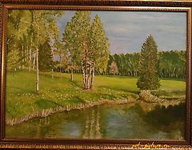 "Greens in May, oil on canvas"