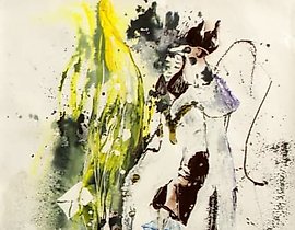 Silent paper, ink, acrylic paints