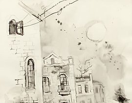 "Sleep in an old house" (Спи в заброшенном доме) ink, paper. (чернила, бумага)