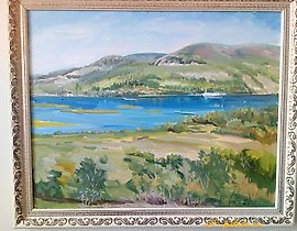 "Volga landscape, Tsarevshchina - Falcon Mountain, canvas, oil"