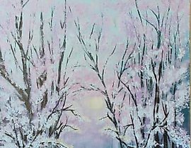 "Winter Sunset Canvas, Oil"