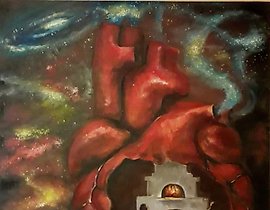 内部是油画，画布