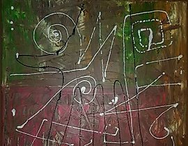 这个文本翻译成简体中文是：谁是画布，油画，丙烯。