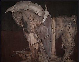 "武士" 油画，画布