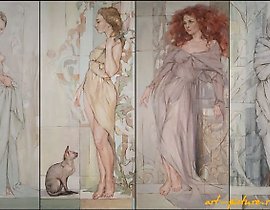 "The Seasons" Polyptych oil on canvas