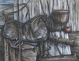 "哥萨克属性" 系列画作 "哥萨克荣耀" 水彩、墨水、白色颜料、调色纸