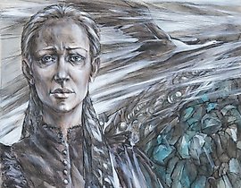 "Казачка" из серии "Казачья Слава" 水彩，墨水，白粉，着色纸