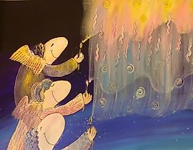 北极光 布面画，丙烯，衬里