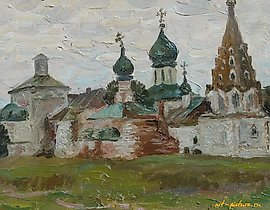 Temple. Cardboard, oil. 28 x 21 cm.