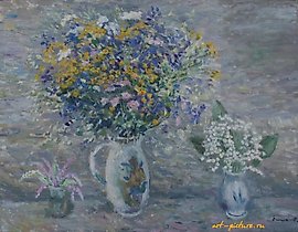 Wildflowers, woodland flowers. Oil on canvas. 61 x 81 cm.