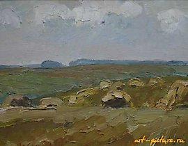 Field. Cardboard, oil. 33 x 55 cm