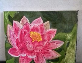 The translation from Russian to English is: "Lotus oil, canvas."