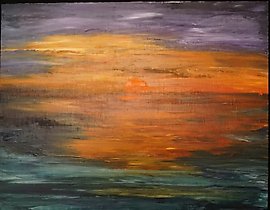 The translation of "Закат масло, холст" into English is "Sunset oil, canvas."