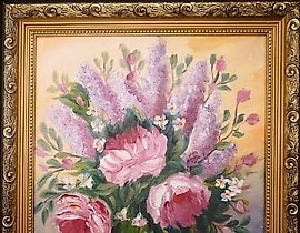 "Lilac oil, cardboard"