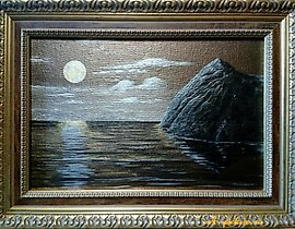 月亮在海上 布面，丙烯