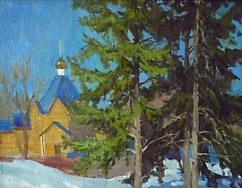View of the Annunciation Church. Penza, oil on fiberboard.