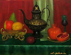 Eastern Still Life, Orgalit, Oil Pastel