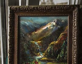 山地风景 画布，油画