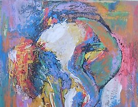 早晨梳妆 油画，丙烯