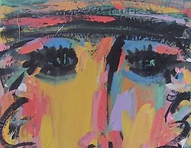 The translation from Russian to English is "Black-eyed girl, canvas, acrylic."